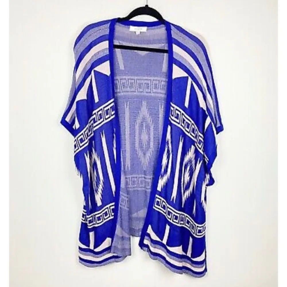 Umgee Cobalt Blue Sweater Women's Size S/M Cape Southwestern Boho Open Kimono